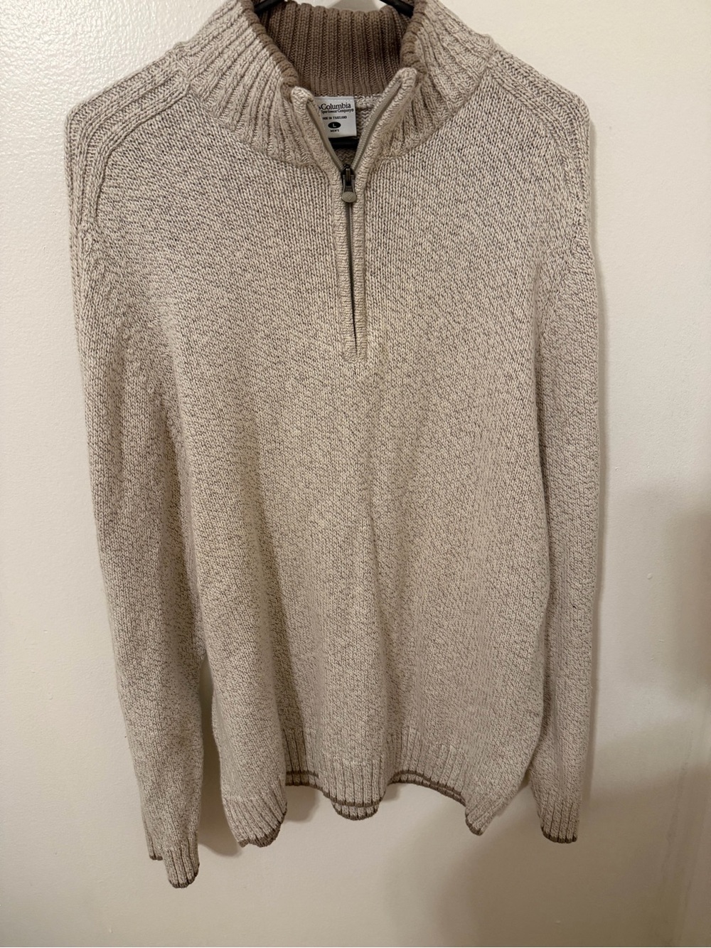 Columbia Men's Light Beige Quarter-Zip Pullover Sweater
